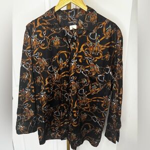 Polo Vibes Black Western Print Long-Sleeve button up Shirt
